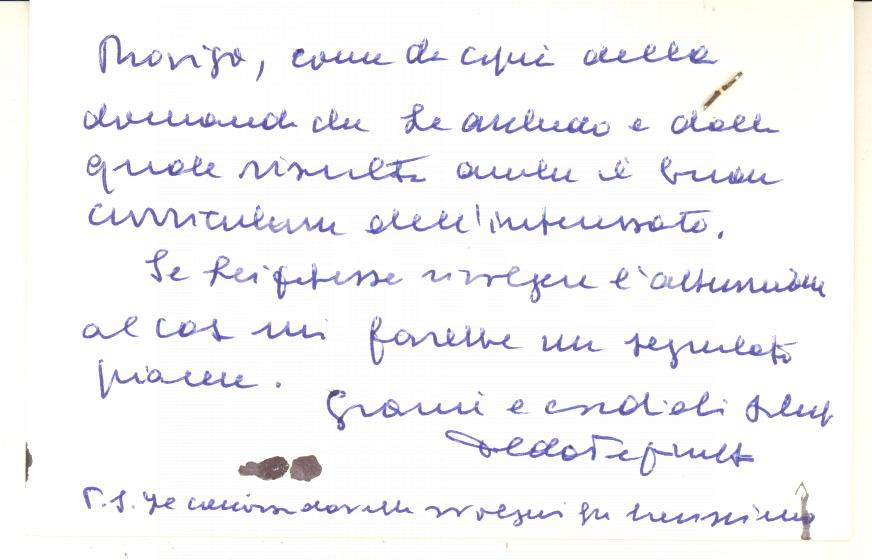 Autografo originale 1976 PADOVA Avv. Aldo PERISSINOTTO  Biglietto da visita AUTOGRAFO 1