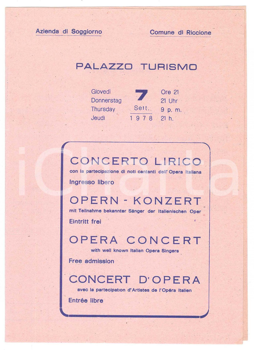 Fotografia d epoca originale 1978 RICCIONE Concerto lirico Luisa MACNEZ Joan BENNET Programma 12x17 cm 1