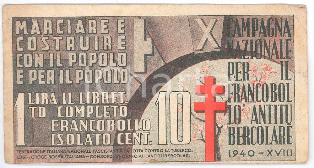 Oggetto da collezione cartaceo 1940  X Campagna per il francobollo antitubercolare  Libretto completo 17x9 cm 1