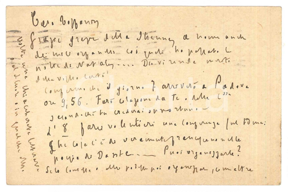 Autografo originale 1925 GENOVA Padre Giovanni SEMERIA promette visita a Padova Cartolina AUTOGRAFA 1