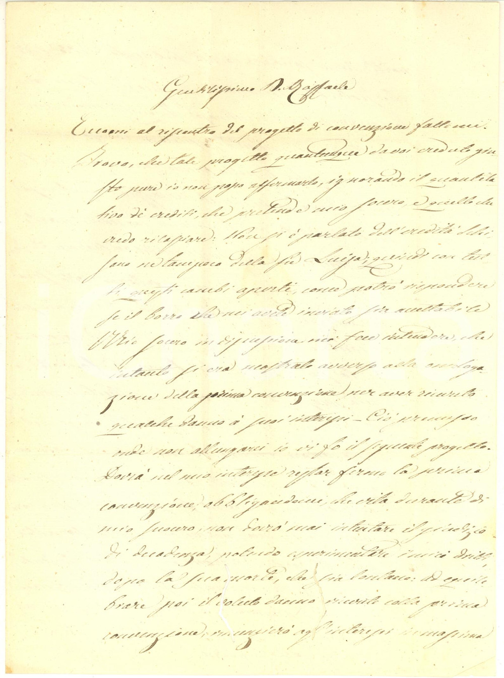 1850 PIGNOLA (PZ) Lettera Vincenzo LOMBARDO su crediti e parti del suocero Lettera prefilatelica, relativa a un accordo su crediti, inviata da Vincenzo Lombardo a don Raffaele Scarpa di Napoli.PAGINE: 1 POOR/danneggiato piegature d'epoca; tarlature  originale e autentica 1