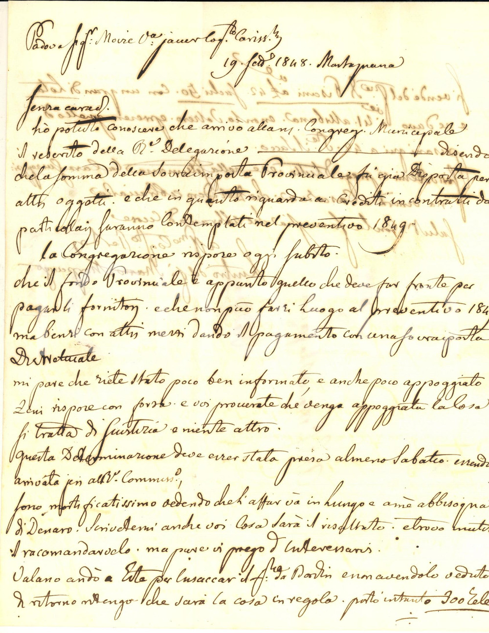 Manoscritto, lettera originale 1848 MONTAGNANA Lustro MORPURGO mortificato per affare in ritardo JUDAICA 1