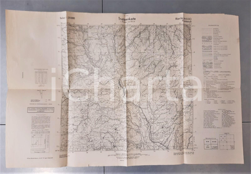 Mappa, planimetria storica 1943 WW2 Truppenkarte WEHRMACHT  PONTREMOLI  Mappa nÂ° 84 70x45 cm 1