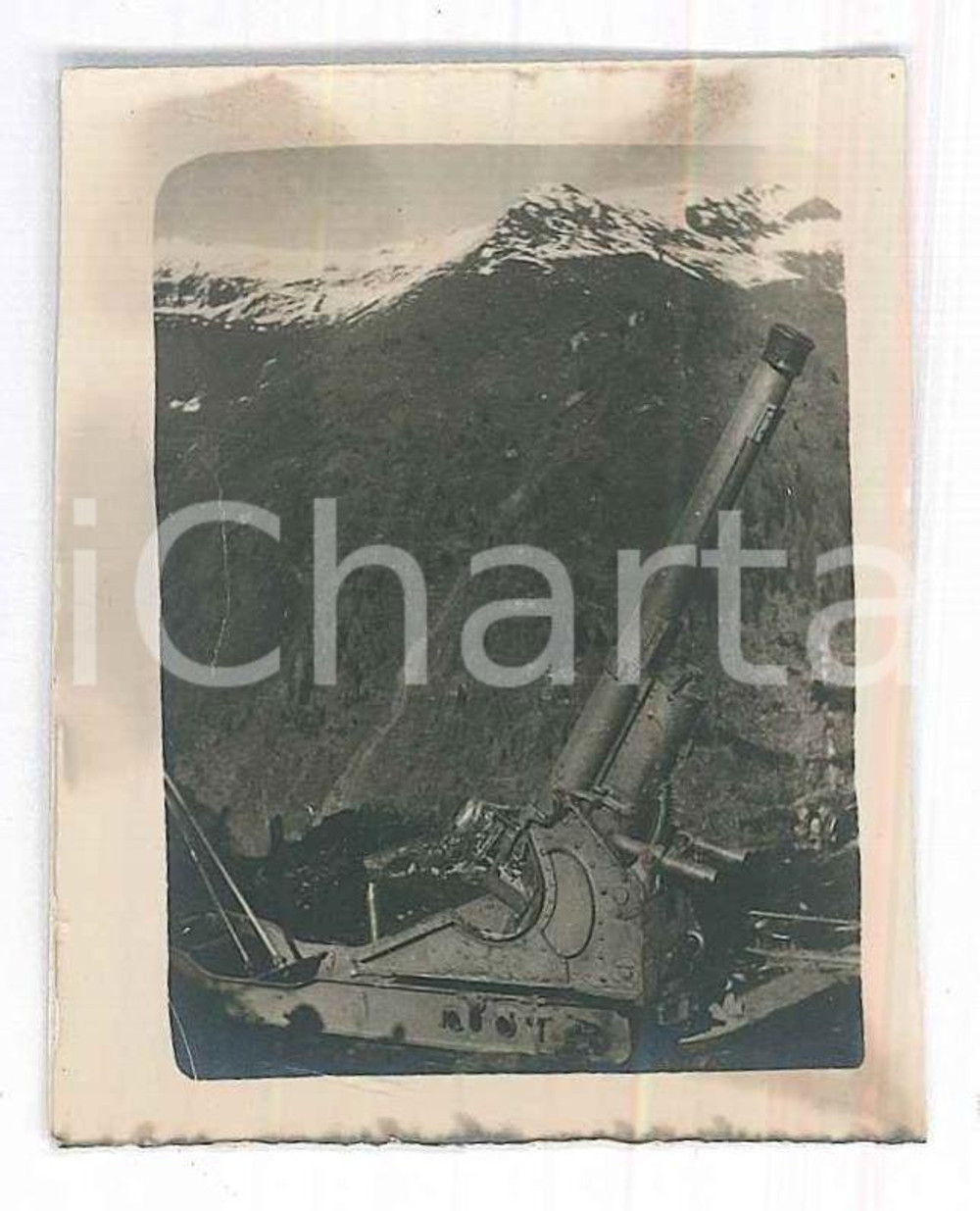 Fotografia d epoca originale 1918 WW1 ZONA DI GUERRA Artiglieria da montagna  Postazione in quota Foto 4x6 1