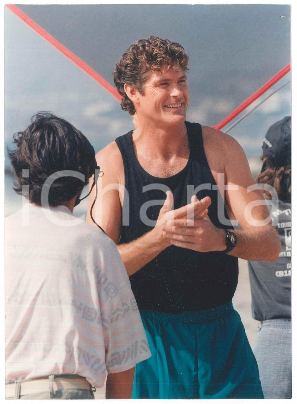 Fotografia d epoca originale 1995 ca USA  BAYWATCH TV Series  David HASSELHOFF sul set Foto 5 1