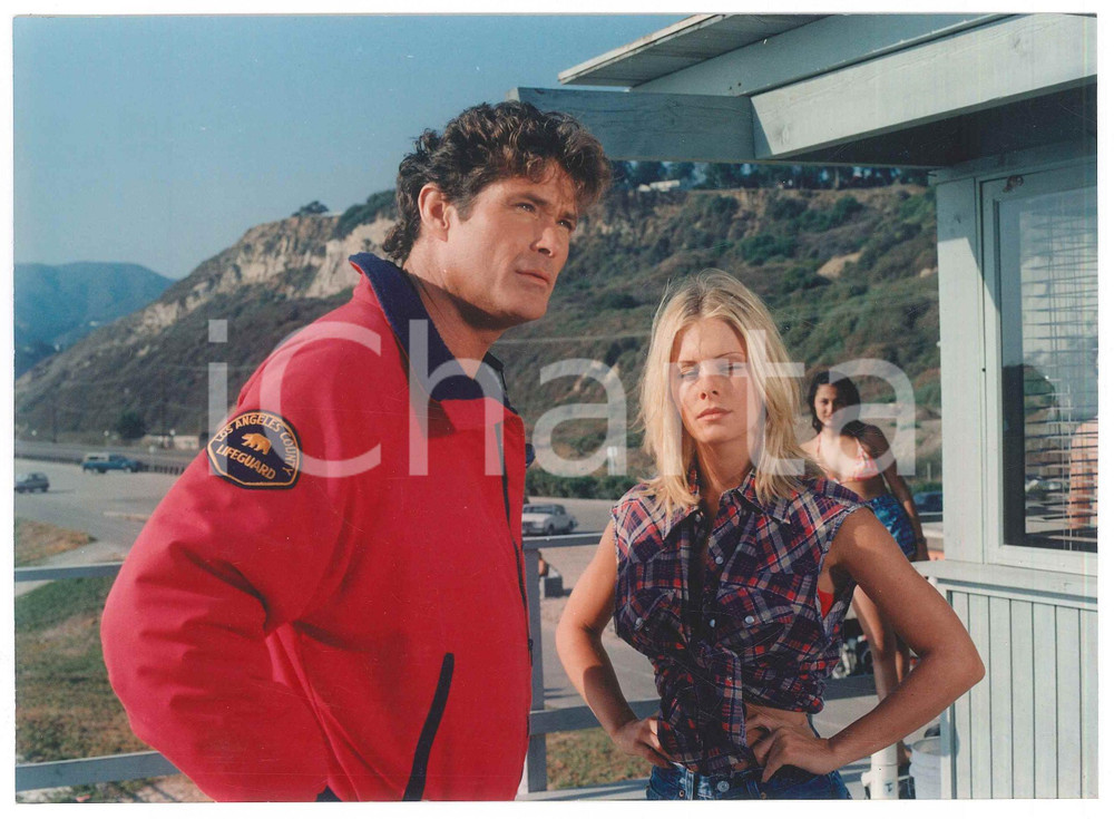Fotografia d epoca originale 1995 ca USA BAYWATCH TV Series  David HASSELHOFF Nicole EGGERT  sul set Foto 2 1