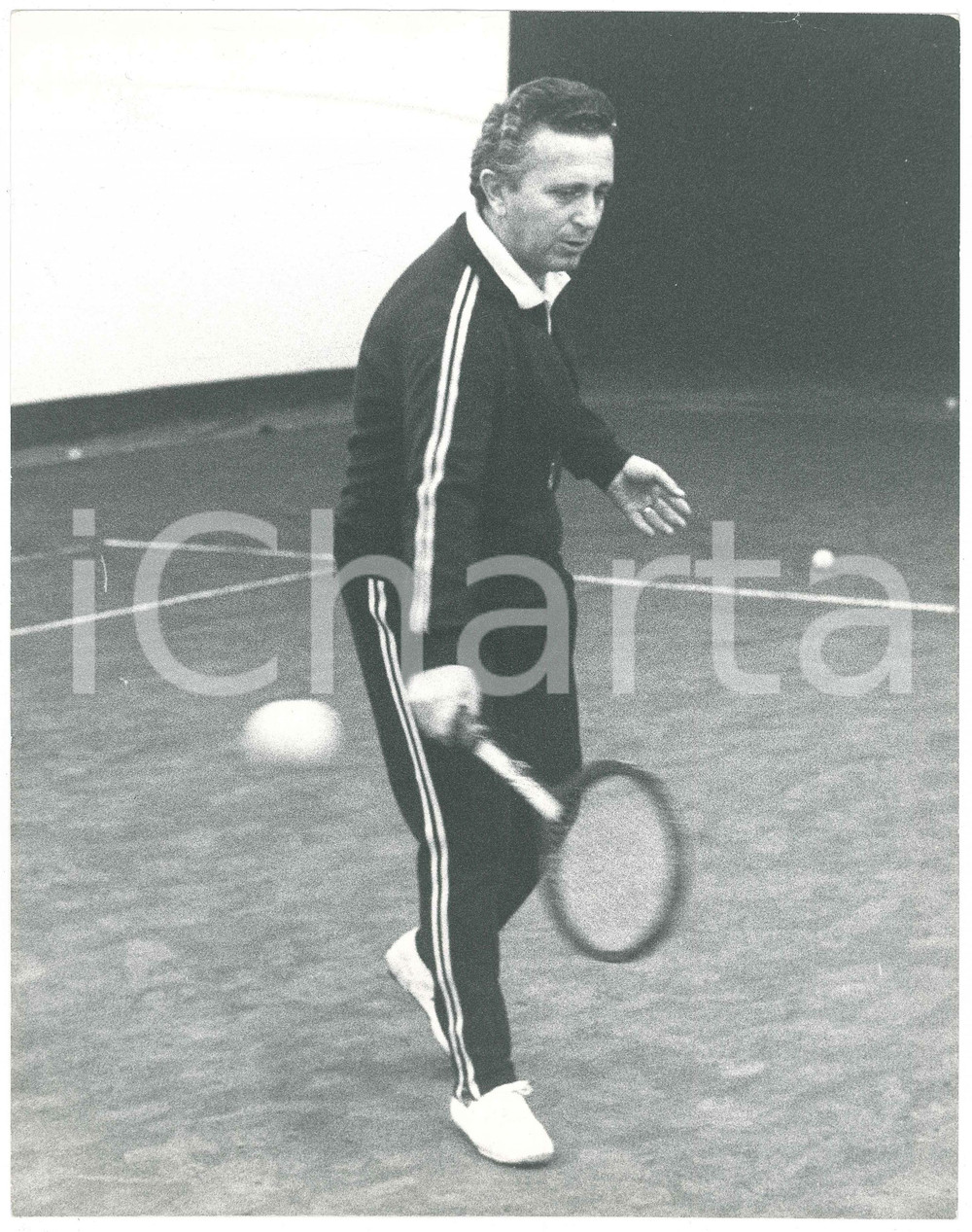 Fotografia d epoca originale 1980 ca ROMA TENNIS Marcello DEL BELLO allenatore Foto 24x30 cm 1