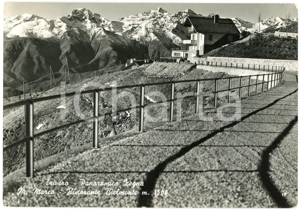 Cartolina originale da collezione 1958 TRIVERO Rifugio Monte Marca RISTORANTE BIELMONTE Panoramica Zegna Cartolina 1