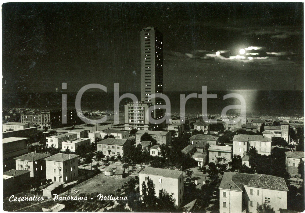 Cartolina originale da collezione 1954 CESENATICO FC Panorama notturno  Cartolina FG VG 1