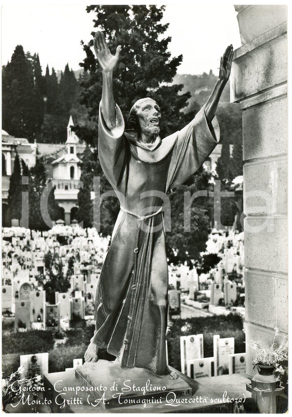 Cartolina originale da collezione 1950 ca GENOVA Cimitero di STAGLIENO Monumento Gritti  Cartolina FG VG 1