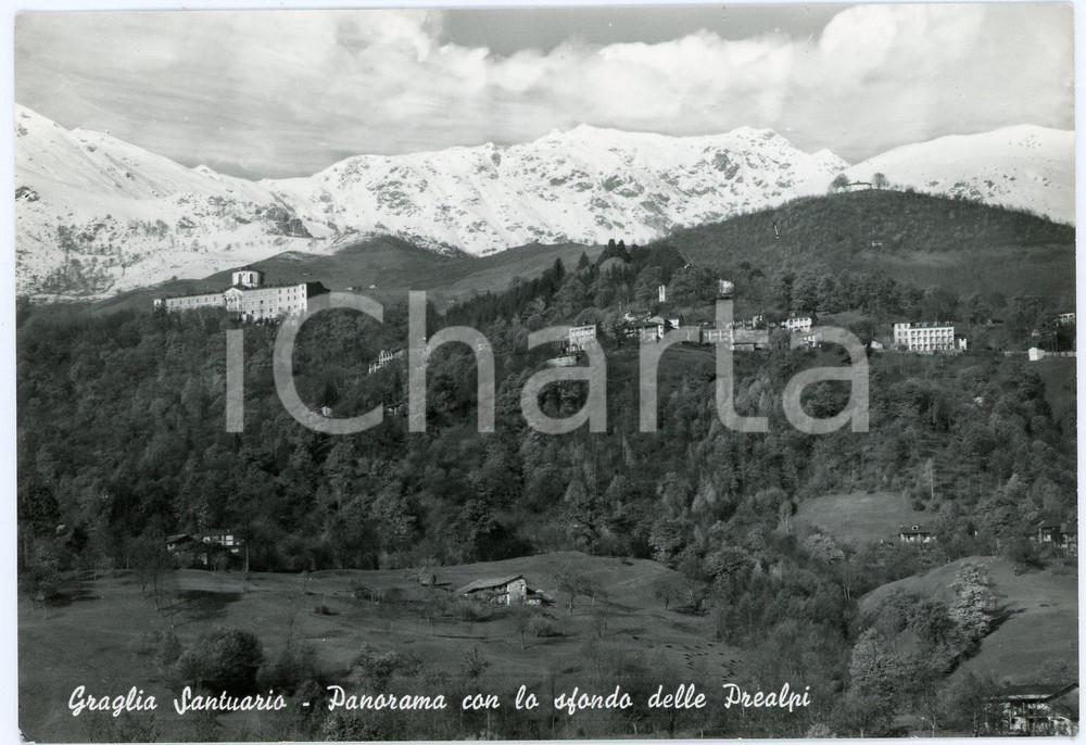 Cartolina originale da collezione 1964 SANTUARIO DI GRAGLIA BI Panorama con Prealpi  Cartolina FG VG 1