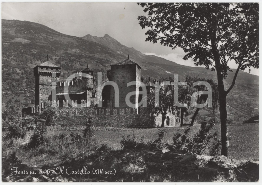 Cartolina originale da collezione 1961 FÃˆNIS AO Panorama con il Castello  Cartolina FG VG 1