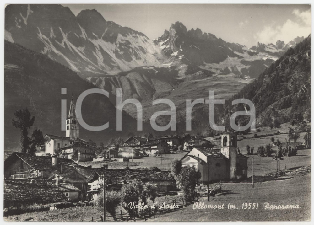 Cartolina originale da collezione 1950 ca OLLOMONT AO Panorama con Valpelline  Cartolina FG NV 2 1