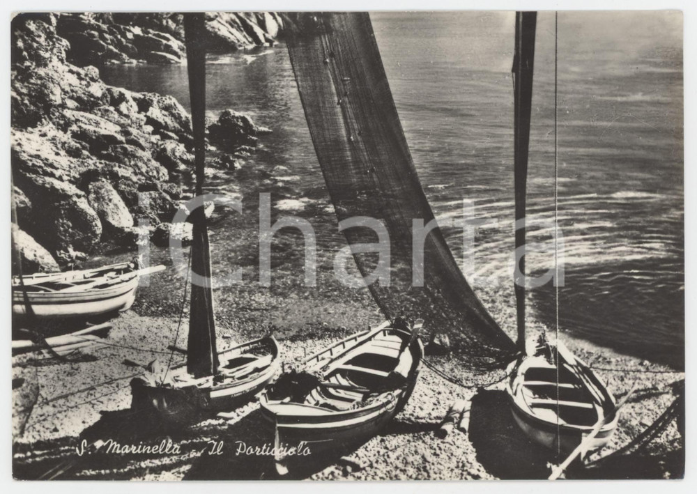 Cartolina originale da collezione 1959 SANTA MARINELLA Barche al Porticciolo  Cartolina FG VG 1