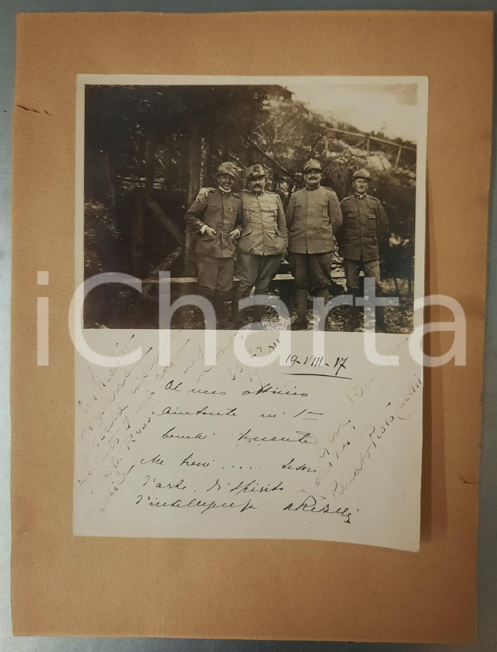 Fotografia d epoca originale 1917 WW1 ZONA DI GUERRA Ten. col. REDAELLI Gen. PIOLA CASELLI Autografi su foto 1