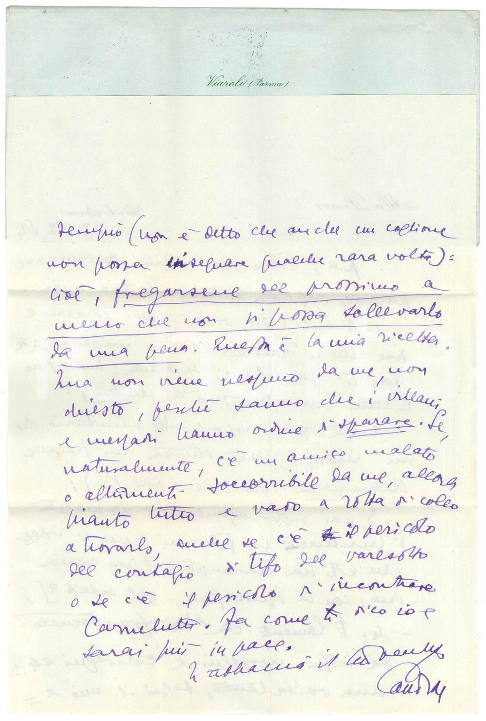 Autografo originale 1954 VIAROLO Aurelio CANDIAN La ricetta Ã¨ fregarsene del prossimo Autografo 1