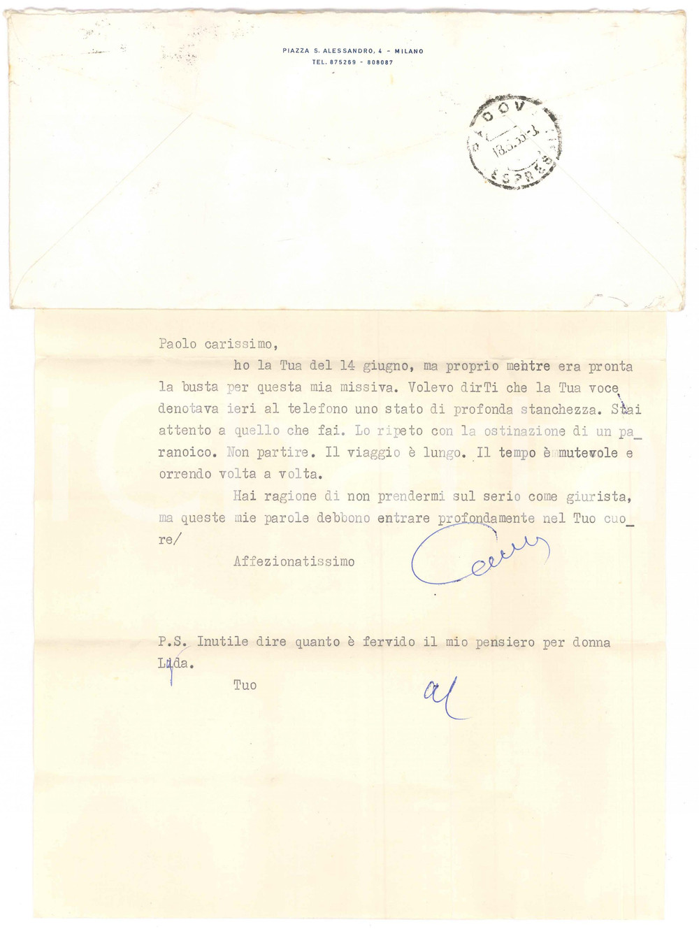 Autografo originale 1963 MILANO Lettera Aurelio CANDIAN  Raccomandazioni a un amico Autografo 1