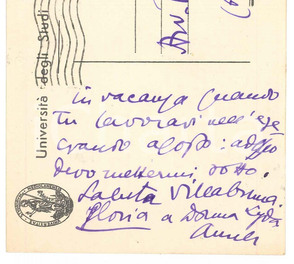 Autografo originale 1954 VIAROLO / PARMA Cartolina Aurelio CANDIAN  Autografo 1
