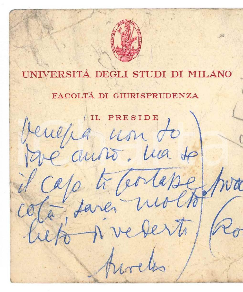 Autografo originale 1956 MILANO Cartolina Aurelio CANDIAN  Autografo DANNEGGIATA 1