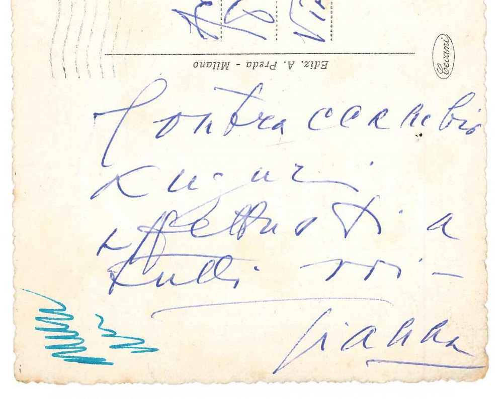 Autografo originale 1954 PIACENZA Soprano Gianna PEDERZINI  Cartolina saluti AUTOGRAFO 1