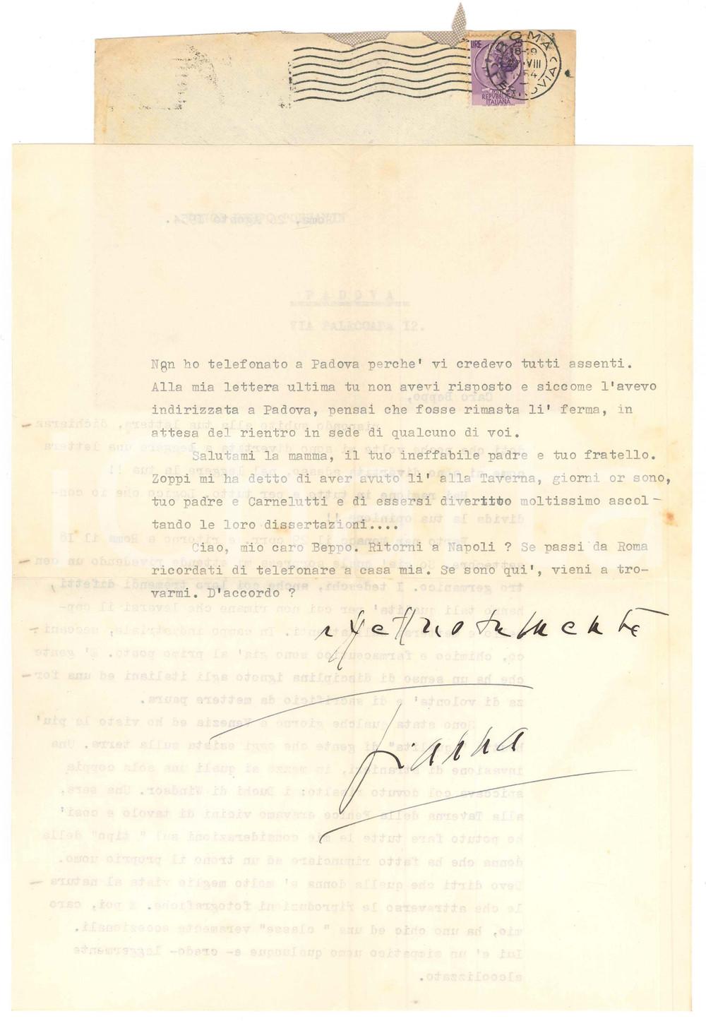 Autografo originale 1954 ROMA Gianna PEDERZINI  Impressioni sui Duchi di Windsor AUTOGRAFO 1