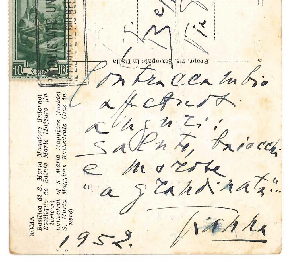 Autografo originale 1952 ROMA Soprano Gianna PEDERZINI  Cartolina auguri AUTOGRAFO 1