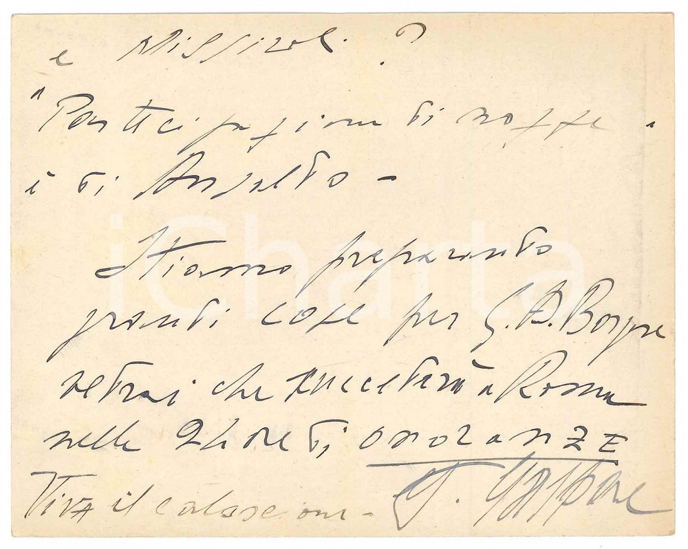 Autografo originale 1960 ca NAPOLI Biglietto libraio Gaspare CASELLA a un amico  Autografo 1