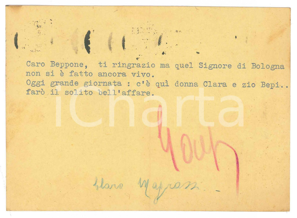 1957 NAPOLI Cartolina Gaspare CASELLA - Libreria Antiquaria Editrice *Autografo