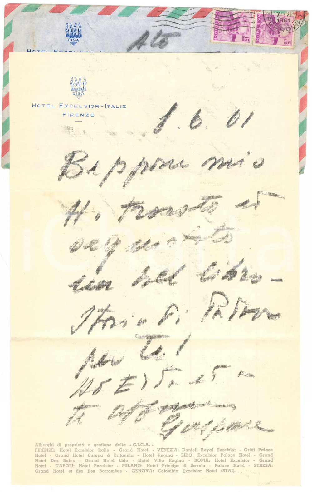 Autografo originale 1961 FIRENZE Gaspare CASELLA trova libro per un amico  Autografo 1