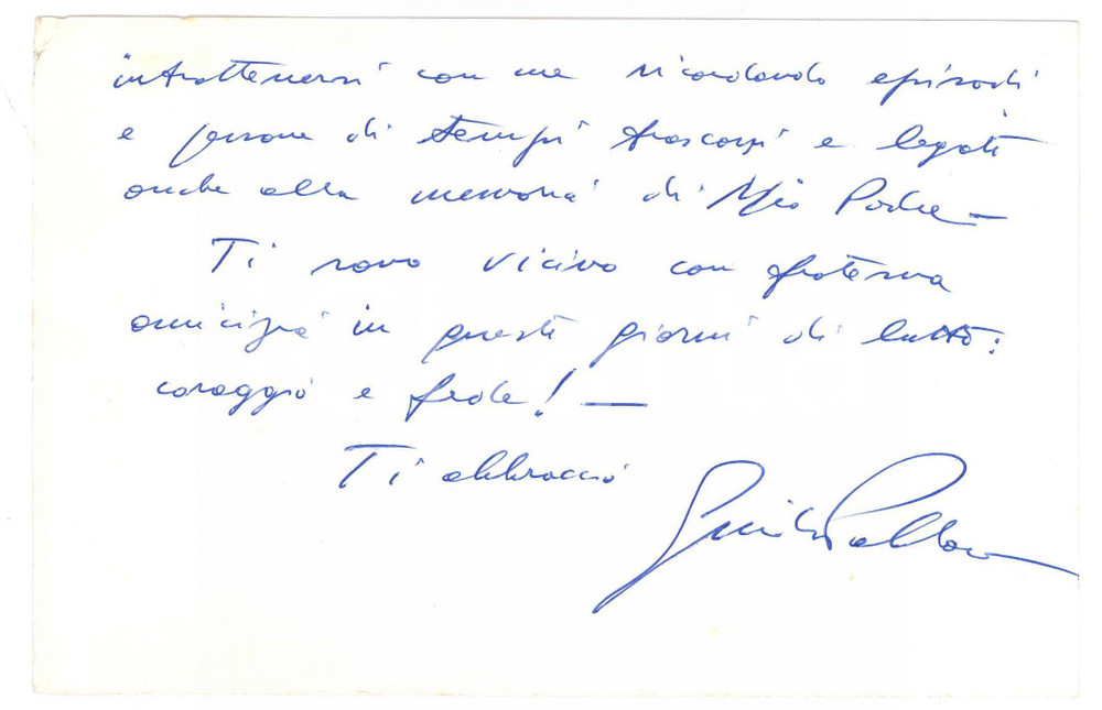 Autografo originale 1971 PADOVA Avv. Guido PALLARO  Biglietto per condoglianze  Autografo 1