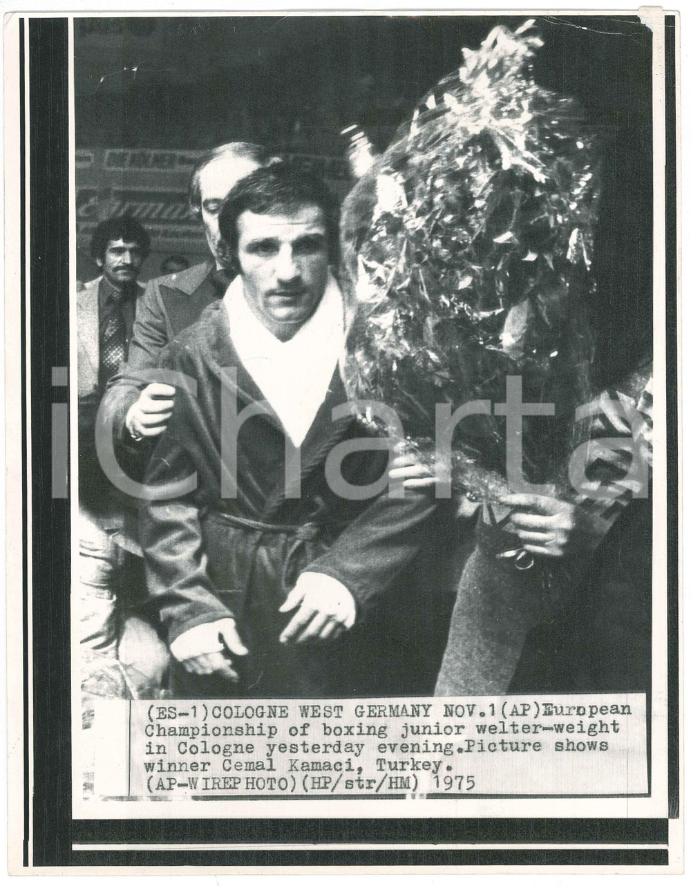 Fotografia d epoca originale 1975 BOXE  COLOGNE  Cemal KAMACI European champion of junior welterweight 1