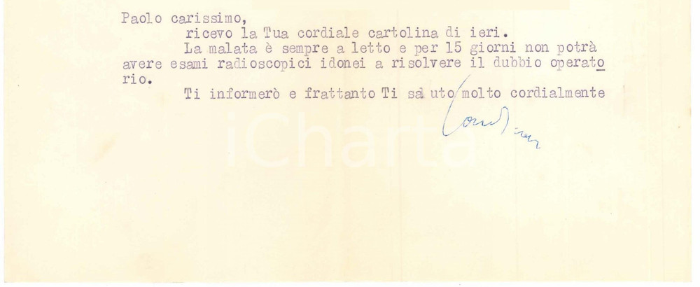 Autografo originale 1955 MILANO Aurelio CANDIAN  Lettera a un amico e collega Autografo 1