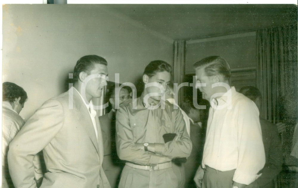 Fotografia d epoca originale 1955 CALCIO JUVENTUS Umberto AGNELLI con Giovanni VIOLA e Karl Aage PRAEST Foto 1