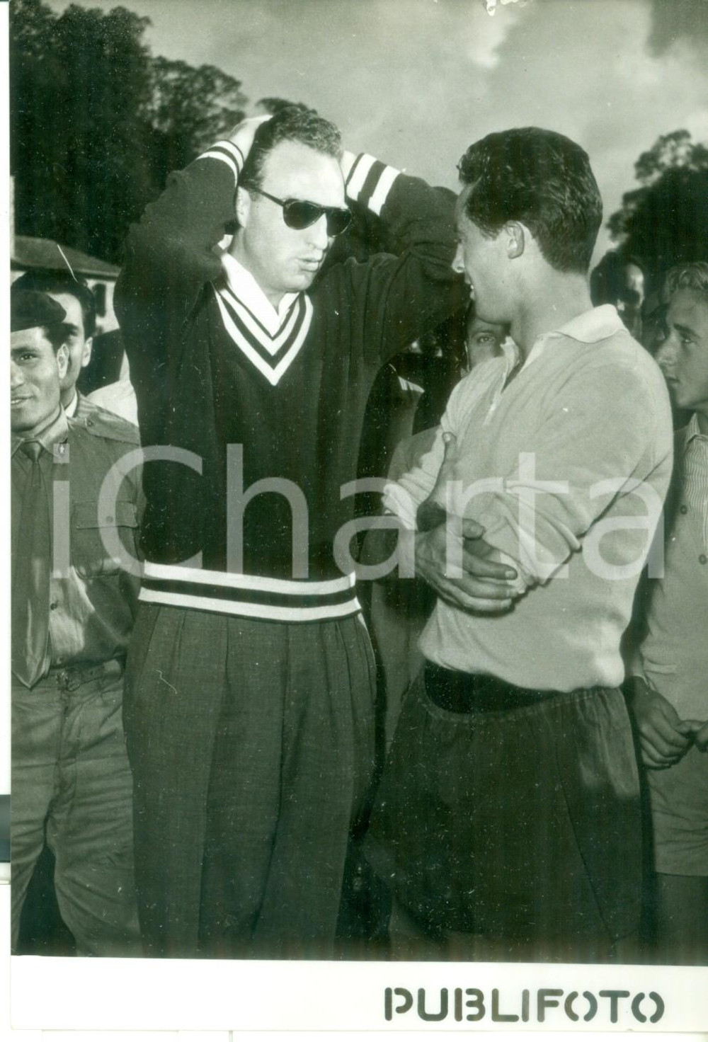 Fotografia d epoca originale 1954 MANZIANA Calcio  Ritiro della LAZIO  John HANSEN e Pasquale VIVOLO Foto 1