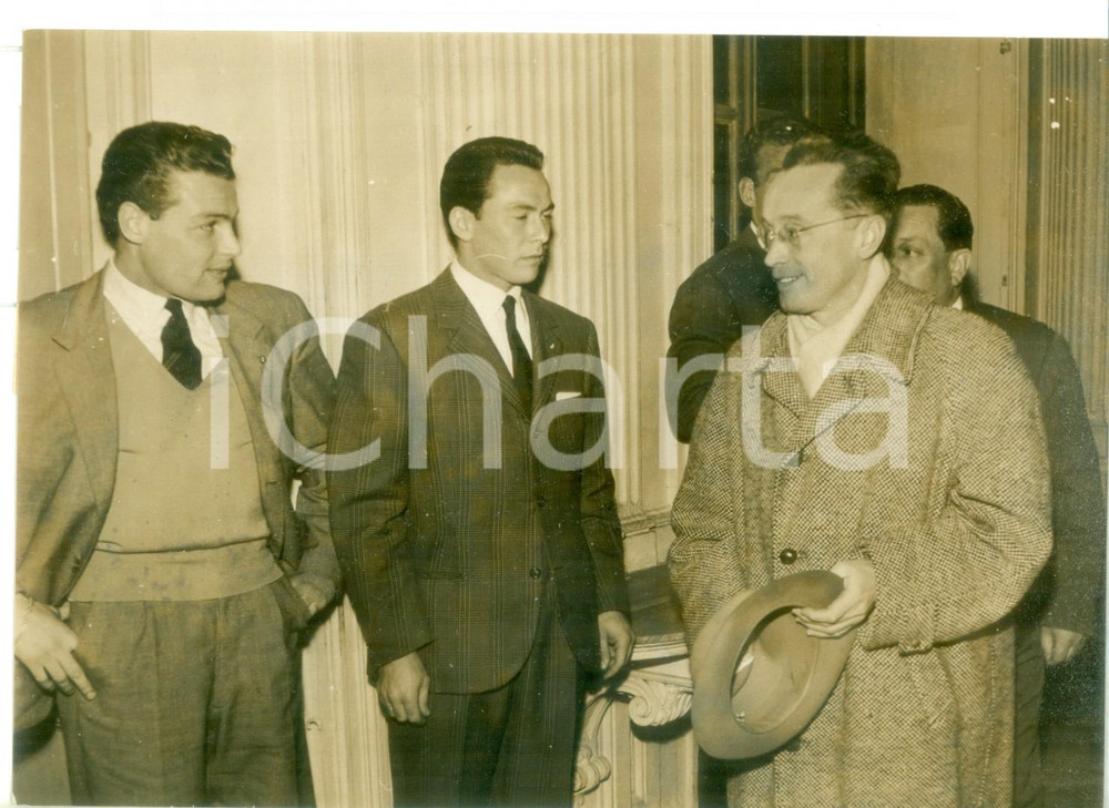 Fotografia d epoca originale 1953 TORINO Calcio  Annibale FROSSI con Luigi GIULIANO e Giovanni MOLINO 1