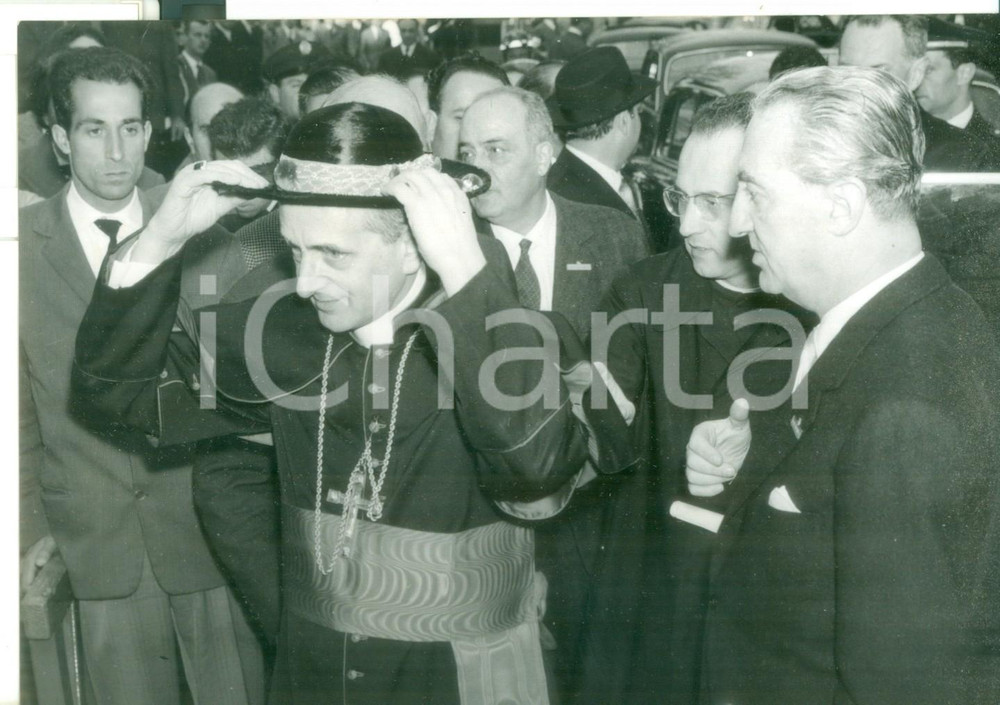 Fotografia d epoca originale 1959 MILANO Card. Giovanni MONTINI visita la 37 Fiera Campionaria  Foto 18x13 1