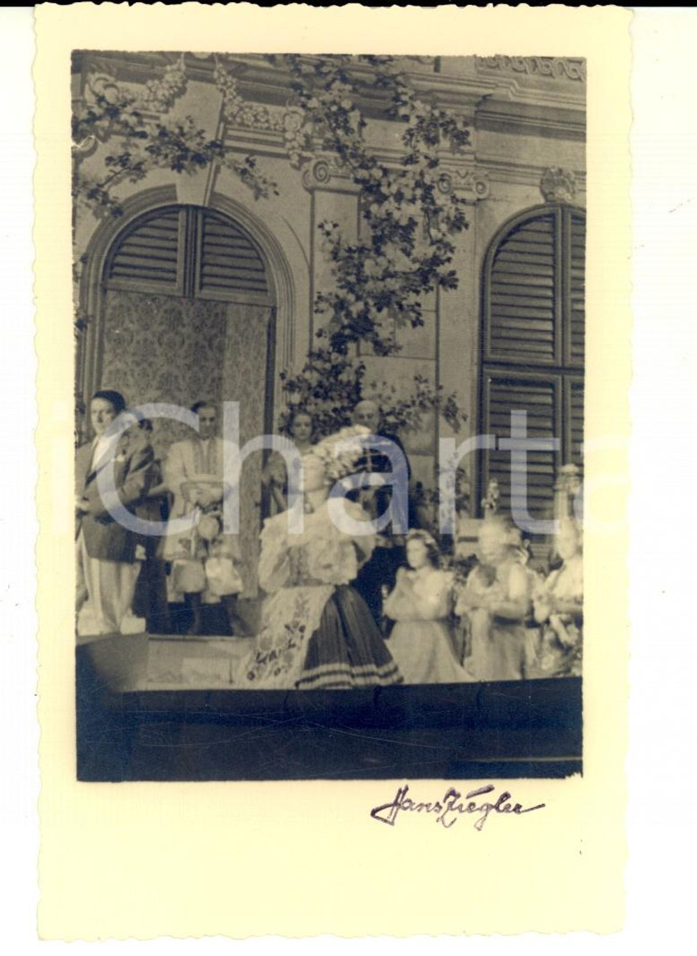 1930 ca GERMANIA TEATRO Scena in costume storico - Foto cartolina Hans ZIEGLER Fotografia d'epoca, in formato cartolina postale.CONDIZIONI: G       originale e autentica 1