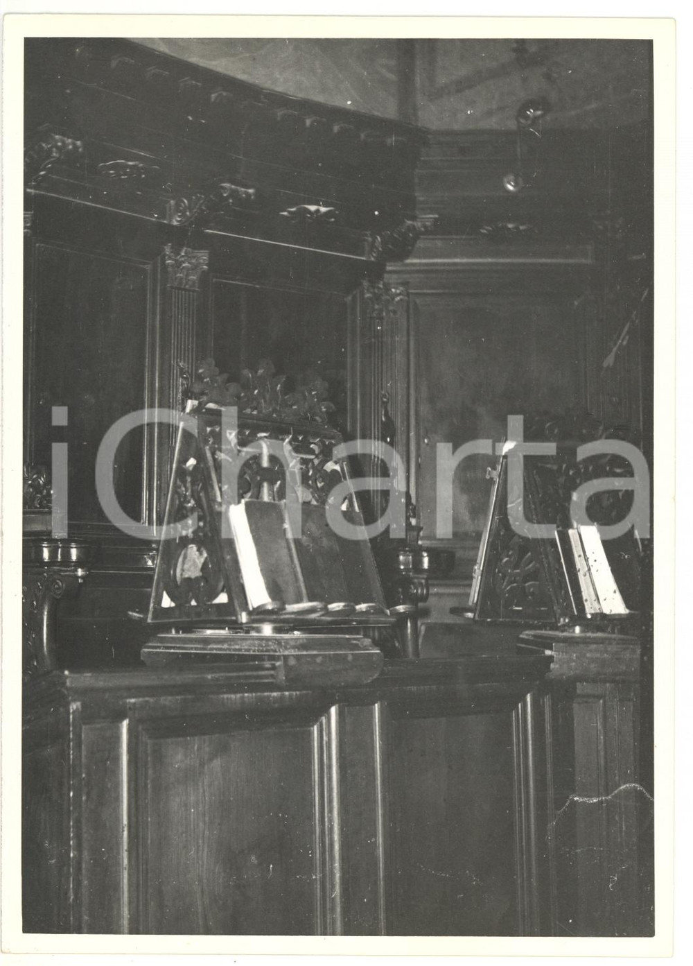 Fotografia d epoca originale 1971 COLLEPARDO Certosa di TRISULTI  Coro intagliato Foto VINTAGE 13x18 cm 1