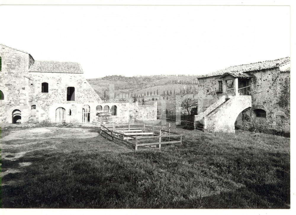 Fotografia d epoca originale 1980 MONTALCINO  CASTELNUOVO DELL ABATE Giardino dell abbazia di Sant Antimo 1