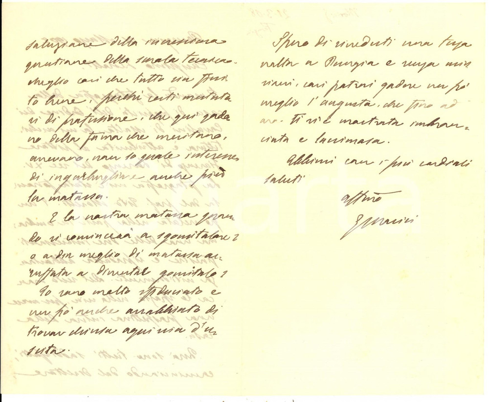Autografo originale 1908 PERUGIA Giuseppe MORICI su una casa dei Cavalieri di Malta AUTOGRAFO 1