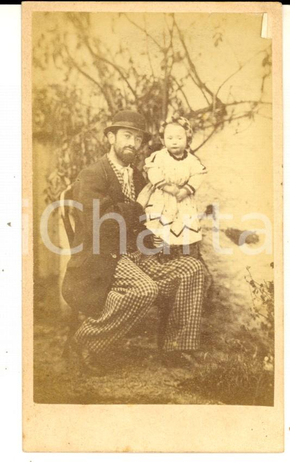 1865 ca MILANO Ritratto di un padre con la figlia bambina *Foto VINTAGE CDV