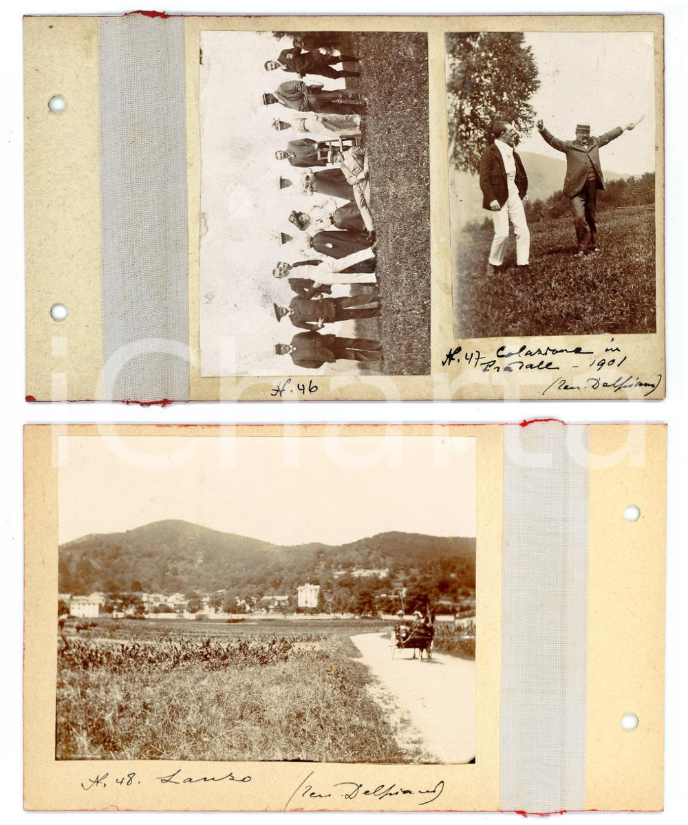 1901 Località PRADALE Colazione tra amici - LANZO Gita in calesse - 3 foto
