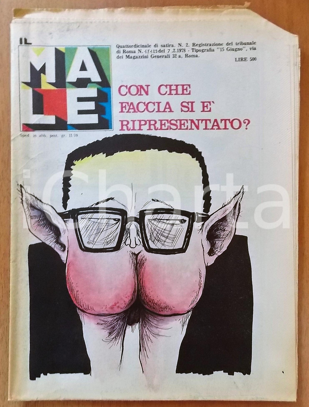 Giornale, rivista storica 1978 IL MALE Ritratto satirico Giulio Andreotti  Rivista illustrata anno I n° 2 1