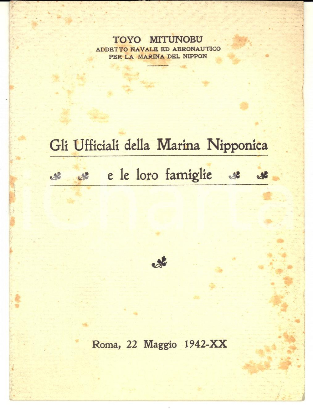 Libro, pubblicazione d epoca 1942 Toyo MITUNOBU Gli ufficiali della Marina Nipponica e le loro famiglie 1