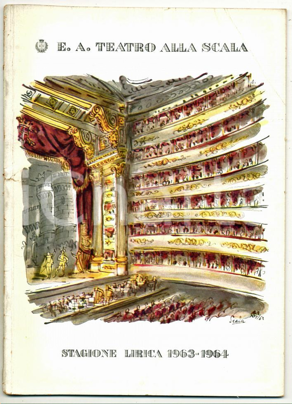 Materiale pubblicitario d’epoca 1964 MILANO TEATRO ALLA SCALA Programma sala CARDILLAC Diretto da Nino SANZOGNO 1