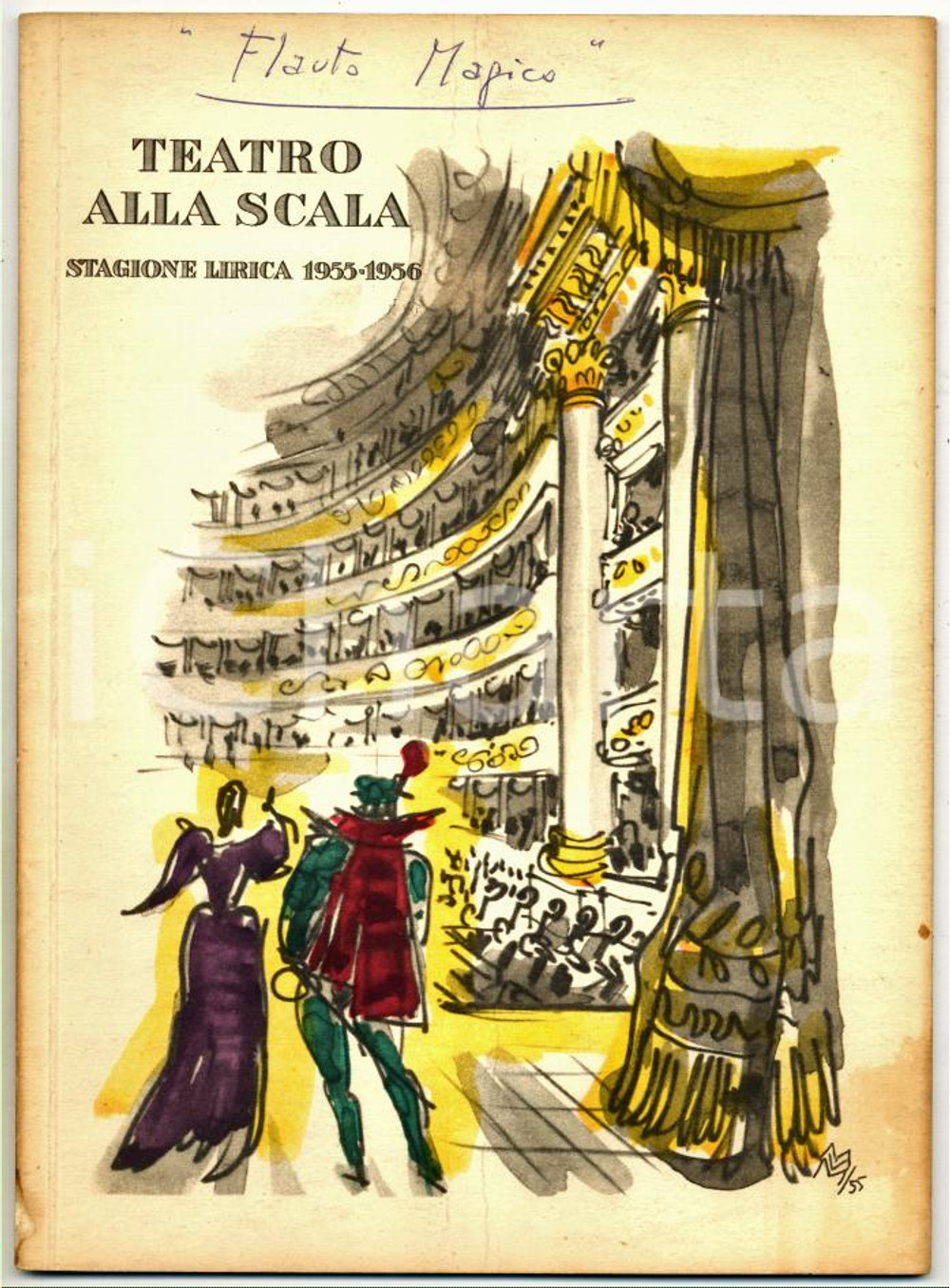 Materiale pubblicitario d’epoca 1955 MILANO TEATRO ALLA SCALA Programma sala FLAUTO MAGICO  Herbert VON KARAJAN 1