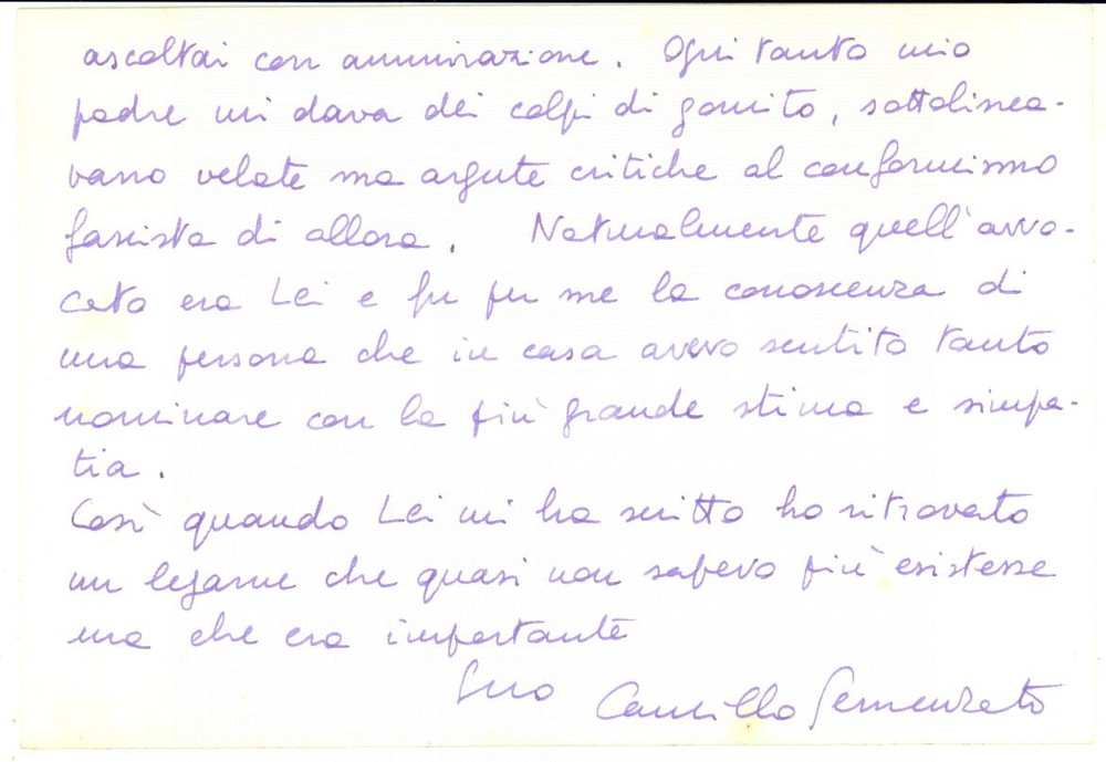 Autografo originale 1968 PADOVA Biglietto Camillo SEMENZATO per ringraziamento  AUTOGRAFO 1