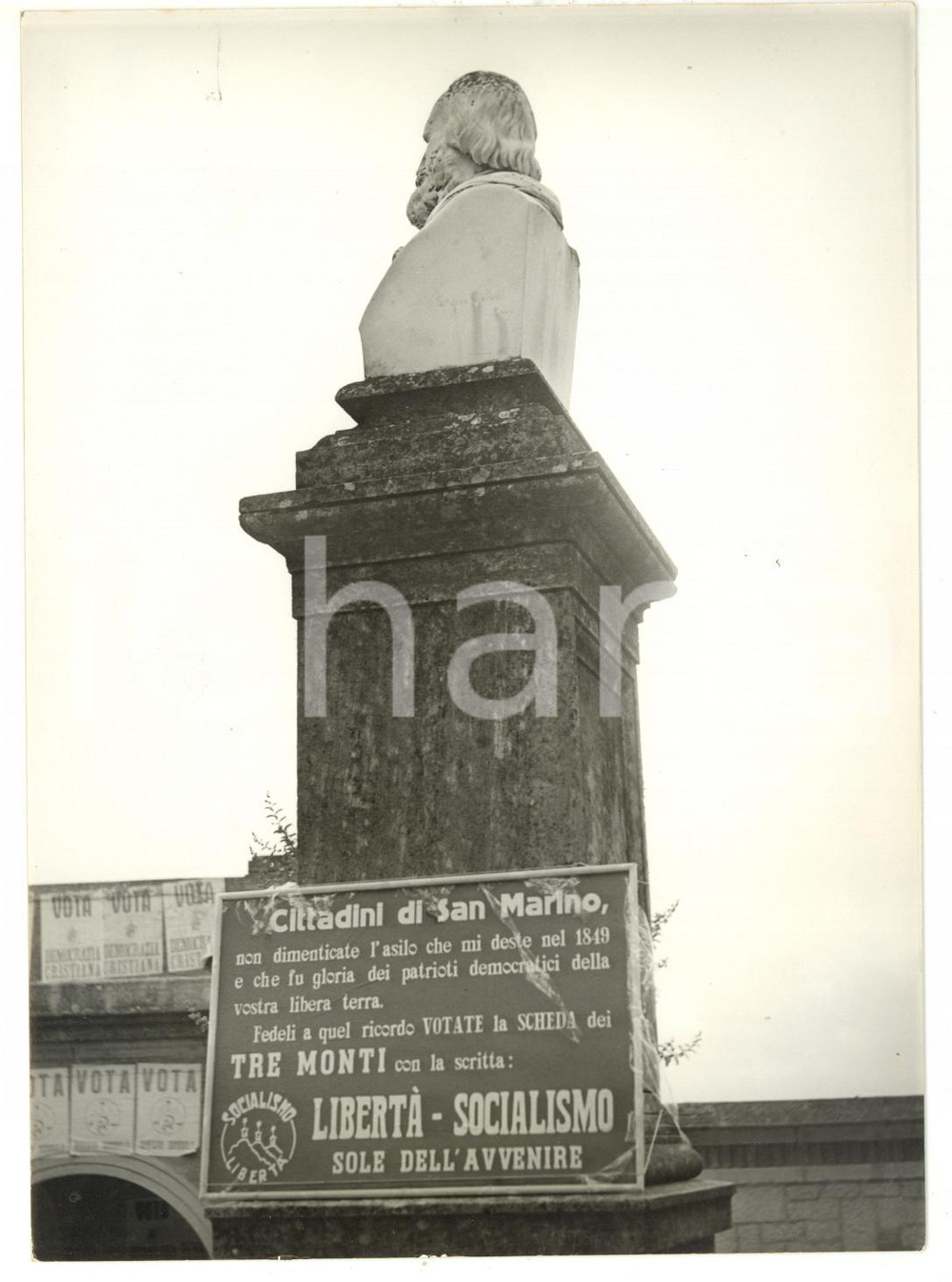 1955 SAN MARINO Propaganda partito socialista TRE MONTI *Fotografia 13x18