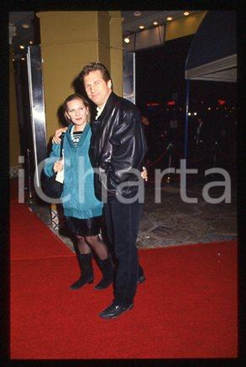 Jeff BRIDGES & wife Susan BRIDGES - CINEMA 1987 ca * 35 mm vintage slide 1