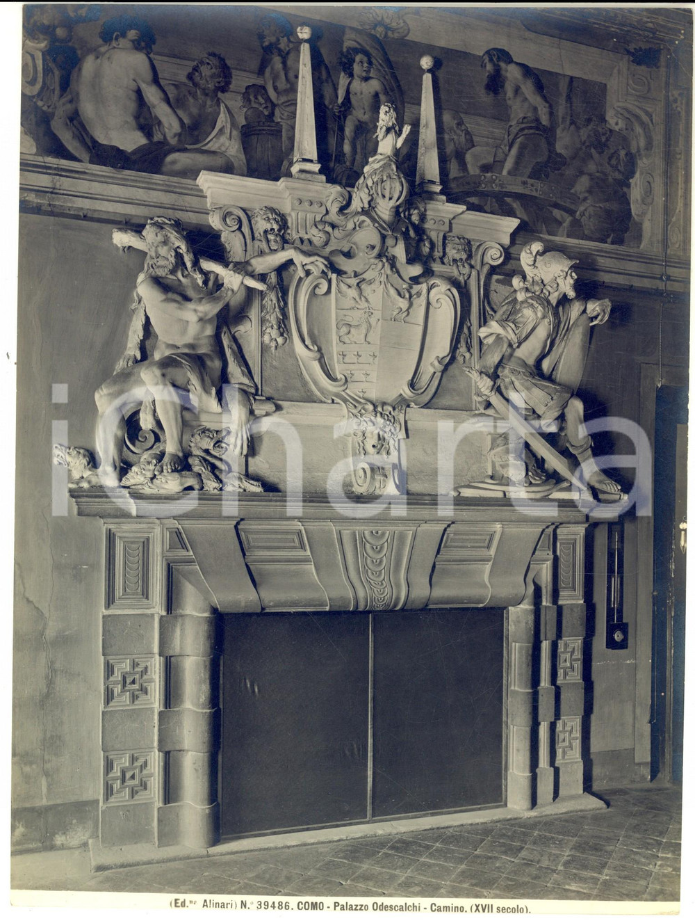 1935 ca COMO Villa OLMO - ODESCALCHI - Camino XVII secolo *Foto ALINARI 18x24